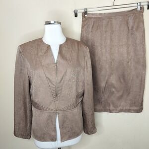 Adrianna Papell Silk Suit Jacket and Skirt Set